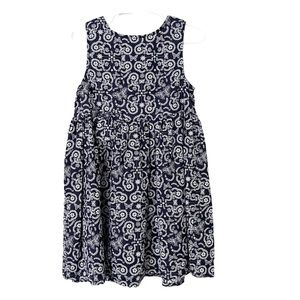 YOUNG DIMENSION Kids Floral Butterfly Dress Sleeveless Sz 6-7Y Cotton Blue White